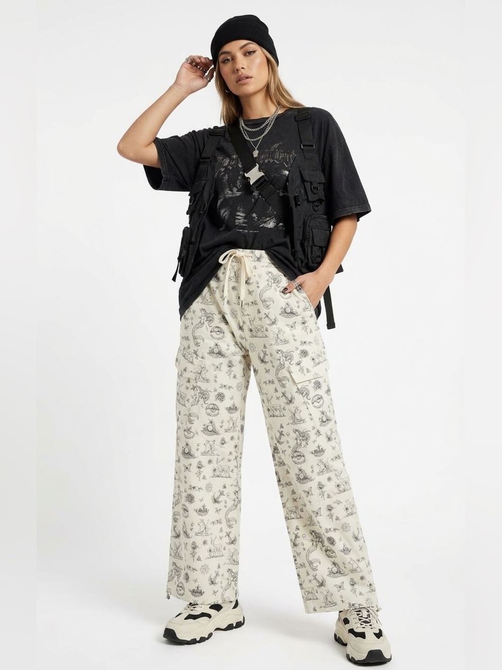 Kitschy Cargo Parachute Balloon Pants Drawstring Bungee Twee Kawaii Mermaidcore